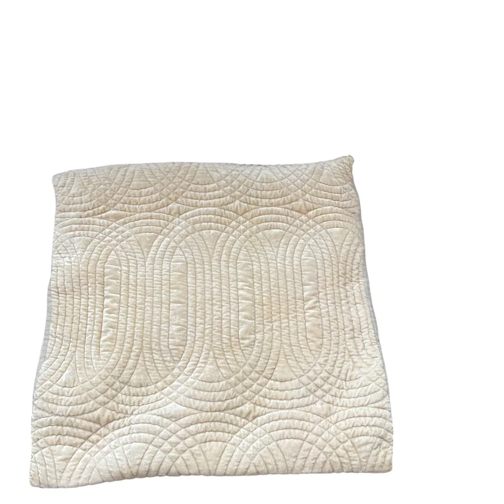 2 West Elm Ivory Beige Velvet Geometric Accent Pillow Cover Size 18x18”